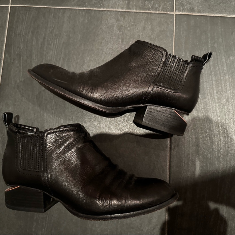 Alexander Wang Kori Black Leather Ankle Boots size 37 1/2